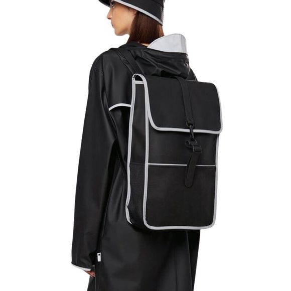 RAINS Backpack Reflective | 70 Black Reflective One Size - 19” x 11.75” x 4.5” - Picture 1 of 10